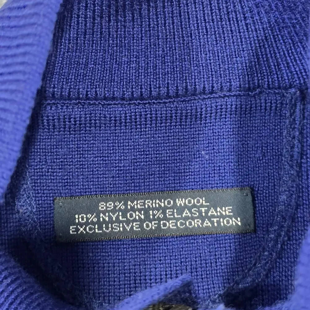 Polo Ralph Lauren Sweater Mens Medium? Blue Full Zip Mock Neck Mercer Club Crest